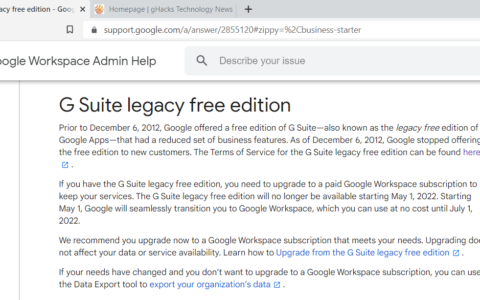 谷歌结束 g suite 旧版免费版让用户担心