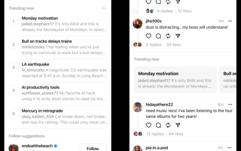threads 在美国推出了一项新的“trending now”功能