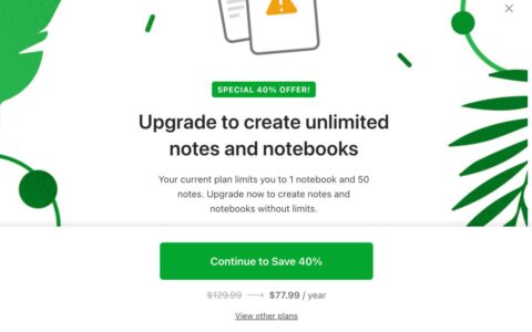 免费的 evernote 用户可能很快就会被限制为 50 个笔记