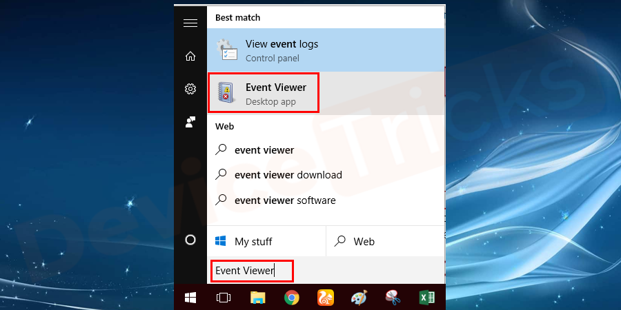 search-for-event-viewer-in-the-start-menu-and-run-the-program